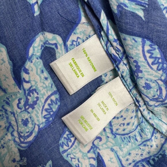 Lilly Pulitzer Womens Elephant Rayon V-Neck Blouse Shirt Lightweight Long Sleeve - Picture 5 of 7